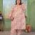 Maroon color rayon slub printed plus size kurta set for girls
