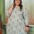 Blue color rayon slub printed plus size kurta set for girls