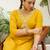 Yellow color silk blend embroidery long kurta