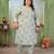Blue color rayon slub printed plus size kurta set for girls