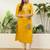 Yellow color silk blend embroidery long kurta