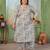 Grey color rayon slub printed plus size kurta set for girls