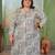 Grey color rayon slub printed plus size kurta set for girls