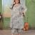 Grey color rayon slub printed plus size kurta set for girls