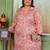 Pink color rayon slub printed plus size kurta set for girls