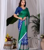 Green Printed Designer Saree