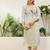Grey color silk blend embroidery long kurta