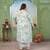 Sea green color rayon slub printed plus size kurta set for girls