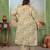 Green color rayon slub printed plus size kurta set for girls
