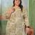 Green color rayon slub printed plus size kurta set for girls