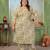 Green color rayon slub printed plus size kurta set for girls