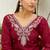 Cherry color silk blend embroidery long kurta