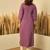 Lavender color silk blend embroidery long kurta