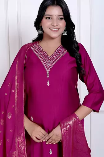 Magenta color vetican beautiful ceremonial heavy looks salwar kameez