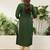 Green color silk blend embroidery long kurta