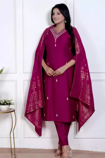Magenta color vetican beautiful ceremonial heavy looks salwar kameez