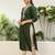 Green color silk blend embroidery long kurta