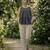 Blue color linen cotton top bottom set for graceful formal attire