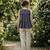 Blue color linen cotton top bottom set for graceful formal attire
