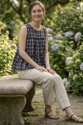 Blue color linen cotton top bottom set for graceful formal attire