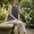Blue color linen cotton top bottom set for graceful formal attire