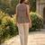Brown color linen cotton top bottom set for graceful formal attire