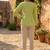 Parrot green color linen cotton top bottom set for graceful formal attire