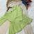 Parrot green color linen cotton top bottom set for graceful formal attire
