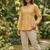 Yellow color linen cotton top bottom set for graceful formal attire