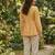 Yellow color linen cotton top bottom set for graceful formal attire