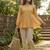 Yellow color linen cotton top bottom set for graceful formal attire