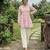 Pink color linen cotton top bottom set for graceful formal attire