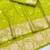 Lime zari woven banarasi silk blend saree with blouse piece