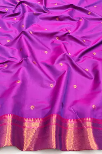 Rama zari woven paithani silk blend saree with blouse piece
