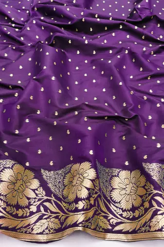 Purple zari woven silk blend saree with blouse piece