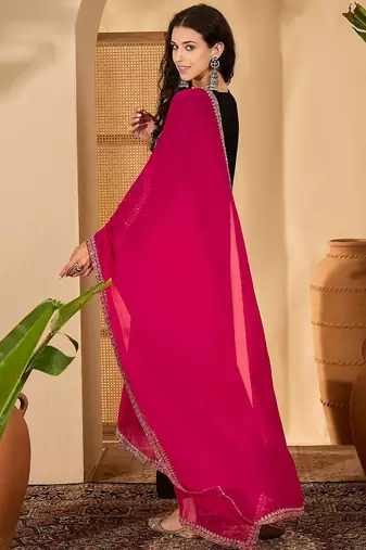 Black color beautiful vichitra silk embroidery elegant ceremonial suit