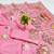 Pink zari woven banarasi silk blend saree with blouse piece