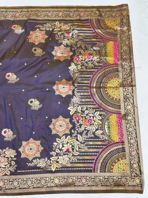 Lavender zari woven silk blend saree with blouse piece 2