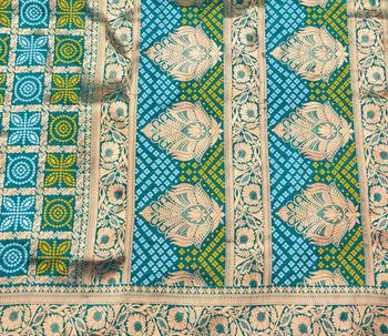 Rama zari woven silk blend saree with blouse piece 5