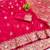 Pink zari woven banarasi silk blend saree with blouse piece
