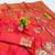 Rani pink zari woven banarasi silk blend saree with blouse piece