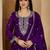 Purple color beautiful chinon silk embroidery elegant ceremonial suit