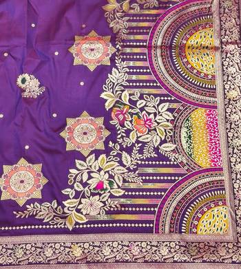 Purple zari woven silk blend saree with blouse piece 5