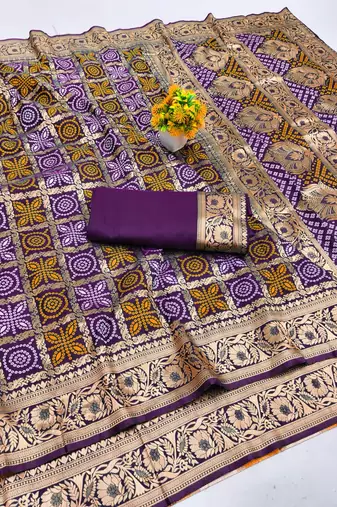 Wine zari woven banarasi silk blend saree with blouse piece