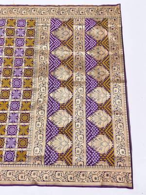 Wine zari woven silk blend saree with blouse piece 2