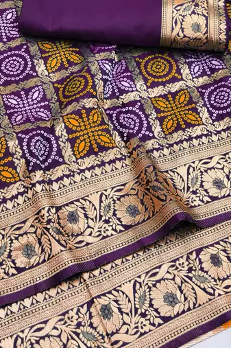 Wine zari woven silk blend saree with blouse piece