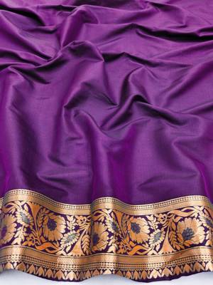 Wine zari woven silk blend saree with blouse piece 4