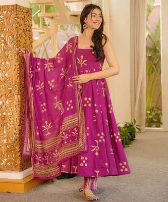 Pink color muslin printed ceremonial readymade attire 3
