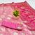 Pink zari woven banarasi silk blend saree with blouse piece