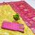 Yellow zari woven banarasi silk blend saree with blouse piece